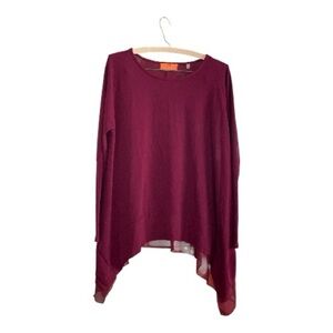Patrizia Luca Deep Burgundy Asymmetrical Tunic Top